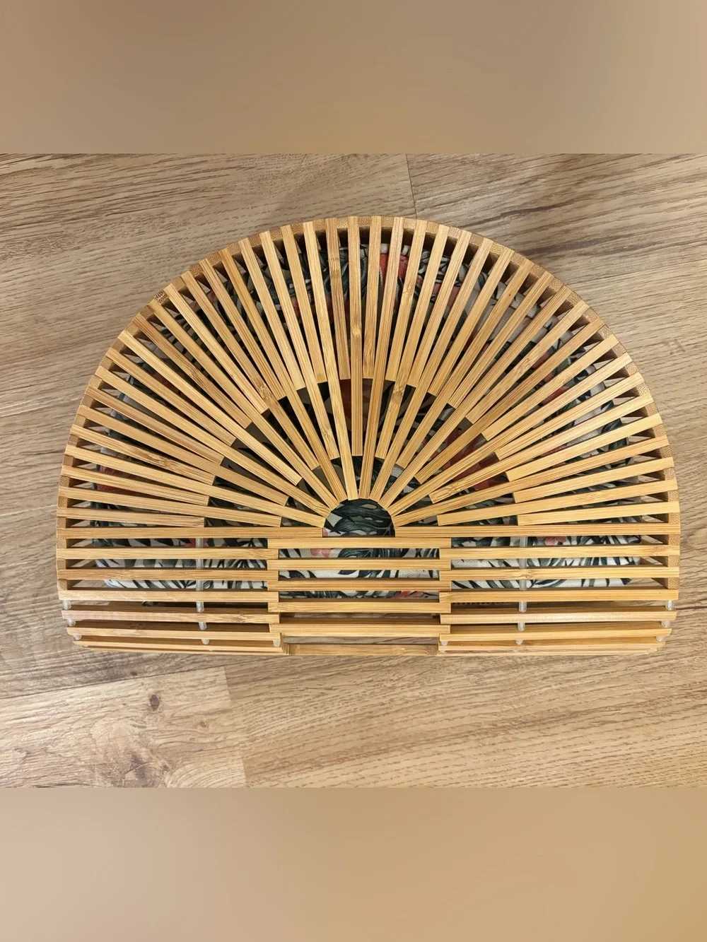 Bamboo Half-Moon Handbag - Natural Wood Fashion Tote